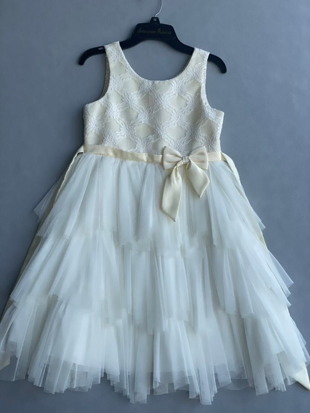 AMERICAN PRINCESS OFF-WHITE IVORY SPECIAL OCCASION TULLE DRESS BOW - SIZE 12